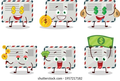 Envelope cartoon character with cute emoticon bring money