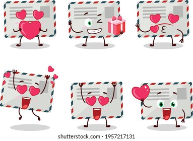 Envelope cartoon character with love cute emoticon