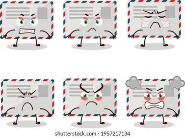 Envelope cartoon character with various angry expressions