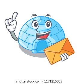 With envelope cartoon dome igloo ice house snow