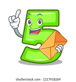With envelope cartoon house number five on wall