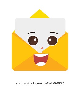 Envelope cartoon mascot character, Cartoon cupid points with a gesture of hand, retro comic message sticker, cute stylish design flat vector illustration. Eps 10
