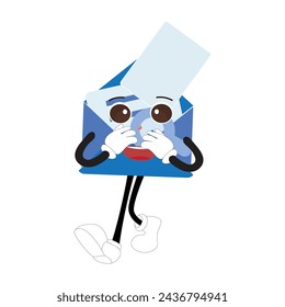 Envelope cartoon mascot character, Cartoon cupid points with a gesture of hand, retro comic message sticker, cute stylish design flat vector illustration. Eps 10