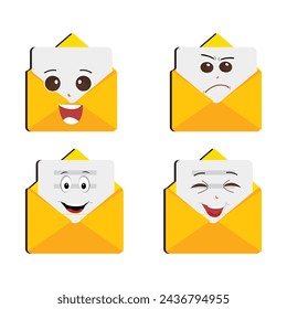 Envelope cartoon mascot character, Cartoon cupid points with a gesture of hand, retro comic message sticker, cute stylish design flat vector illustration. Eps 10