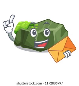 With envelope cartoon moss grow on sea rock
