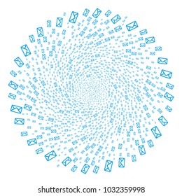 Envelope centrifugal sphere. Element curl combined from scattered envelope items. Vector illustration style is flat iconic symbols.