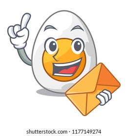With envelope character hard boiled egg ready to eat