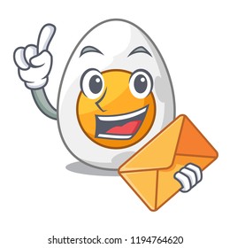 With envelope character hard boiled egg ready to eat