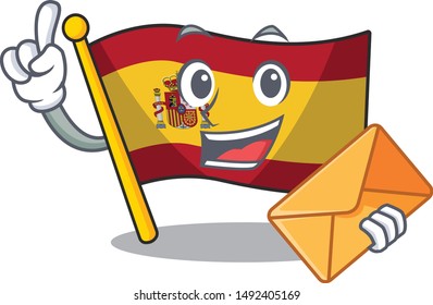 With envelope character spain flag is stored cartoon drawer
