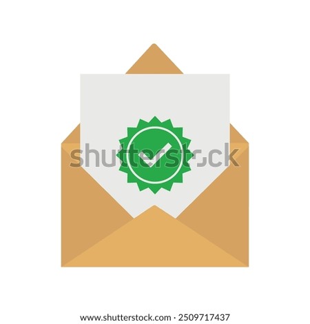 Envelope With Check Mark Icon. Approved Mail Concept Vector. Notification. Message.