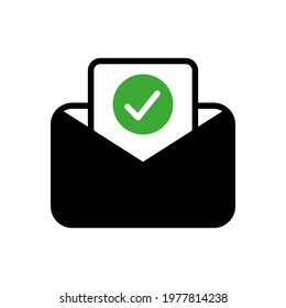 envelope with checkmark icon vector