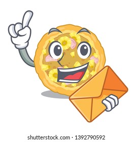 With envelope cheese pizza isolated with the mascot