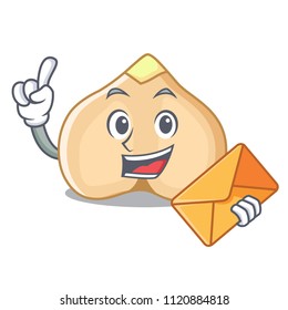 With envelope chickpeas character cartoon style
