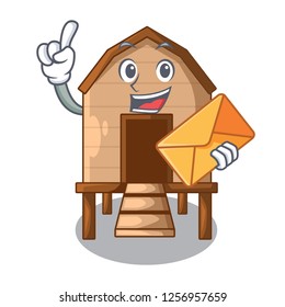 With envelope chiken coop isolated on a mascot