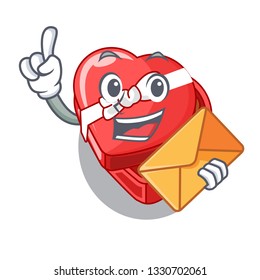 With envelope choclate heart box in shape mascot