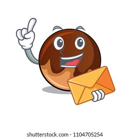 With envelope chocolate donut character cartoon