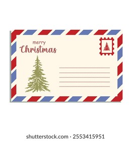Envelope Christmas illustration postage message retro 