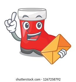 With envelope christmas santa boot isolated on mascot