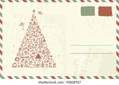 Envelope with christmas sketch and place for your text