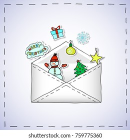 Envelope With Christmas Stickers