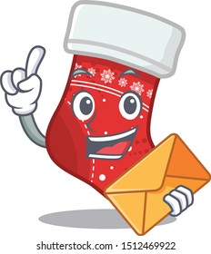 With envelope christmas stocking isolated in the mascot