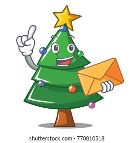 With envelope Christmas tree character cartoon