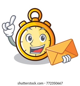 With envelope chronometer character cartoon style
