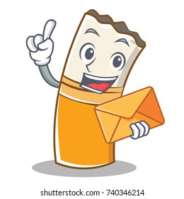 With envelope cigarette character cartoon style