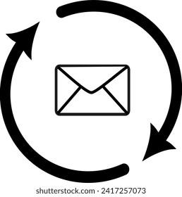 Envelope with circular arrows icon. Mailing simple line vector icon. Replaceable vector design.