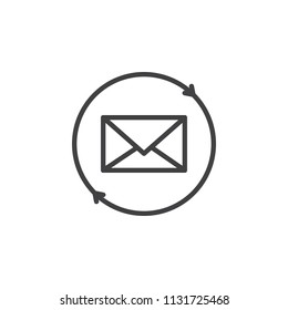 Envelope with circular arrows outline icon. linear style sign for mobile concept and web design. Mailing simple line vector icon. Symbol, logo illustration. Pixel perfect vector graphics