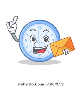 With envelope clock character cartoon style