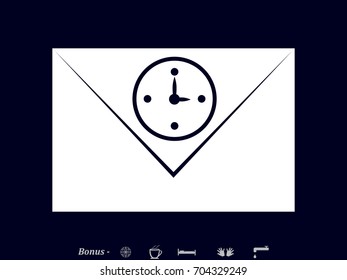 envelope, clock icon, vector illustration eps10
