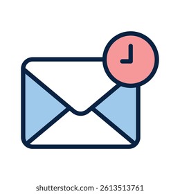 Envelope with a clock symbolizing time related mail or messages