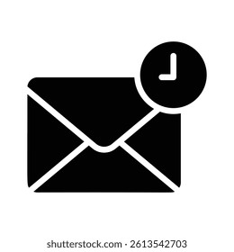 Envelope with a clock symbolizing time related mail or messages