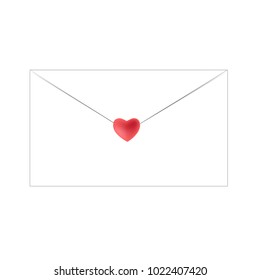 Envelope closed by Heart symbol sticker, vector illustration. 