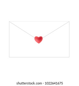 envelope closed by  Heart symbol sticker, vector illustration.