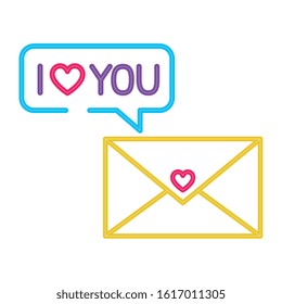 envelope closed in neon light on white background vector illustration design