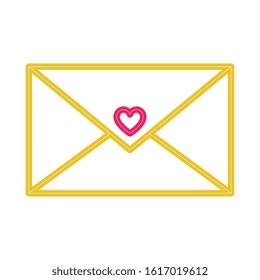 envelope closed in neon light on white background vector illustration design