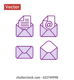 Envelope closed, open and letter