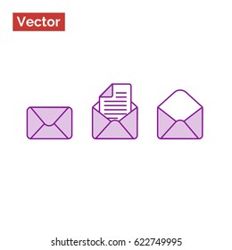 Envelope closed, open and text