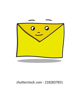 Envelope closed with a shadow smiling expression. Letter icon. Vector illustration. 