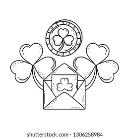 envelope with clover with coin st patrick invitation