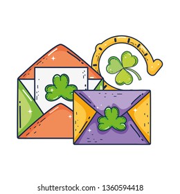 envelope with clover and horseshoe st patrick invitation