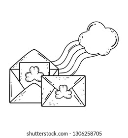 envelope with clover and rainbow st patrick invitation