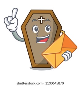 With envelope coffin character cartoon style vector illustration