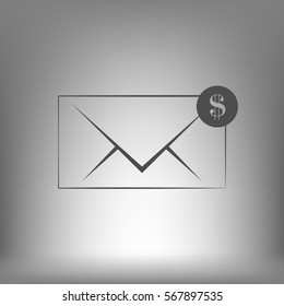 Envelope and coin business icon. Vector isolated illustration of business message.