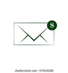 Envelope and coin business icon. Vector isolated illustration of business message.