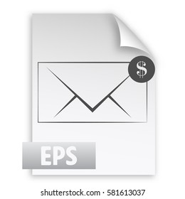 Envelope and coin business icon. Vector isolated illustration of business message.