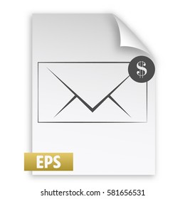 Envelope and coin business icon. Vector isolated illustration of business message.