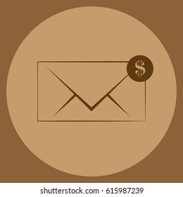 Envelope and coin business icon. Vector isolated illustration of business message.